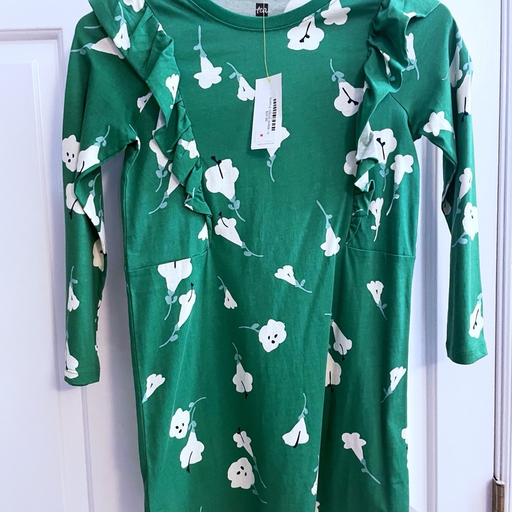 New, Tea Collection Green Floral Kids Dress, size 8